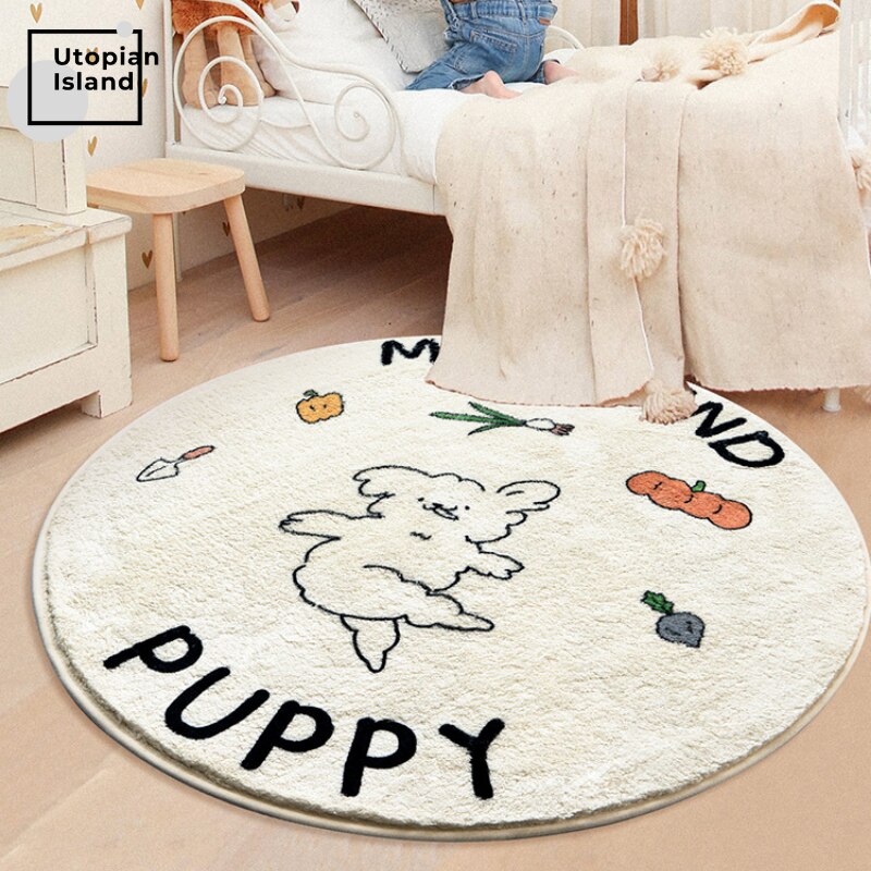 Area Round Rug Animal Friends
