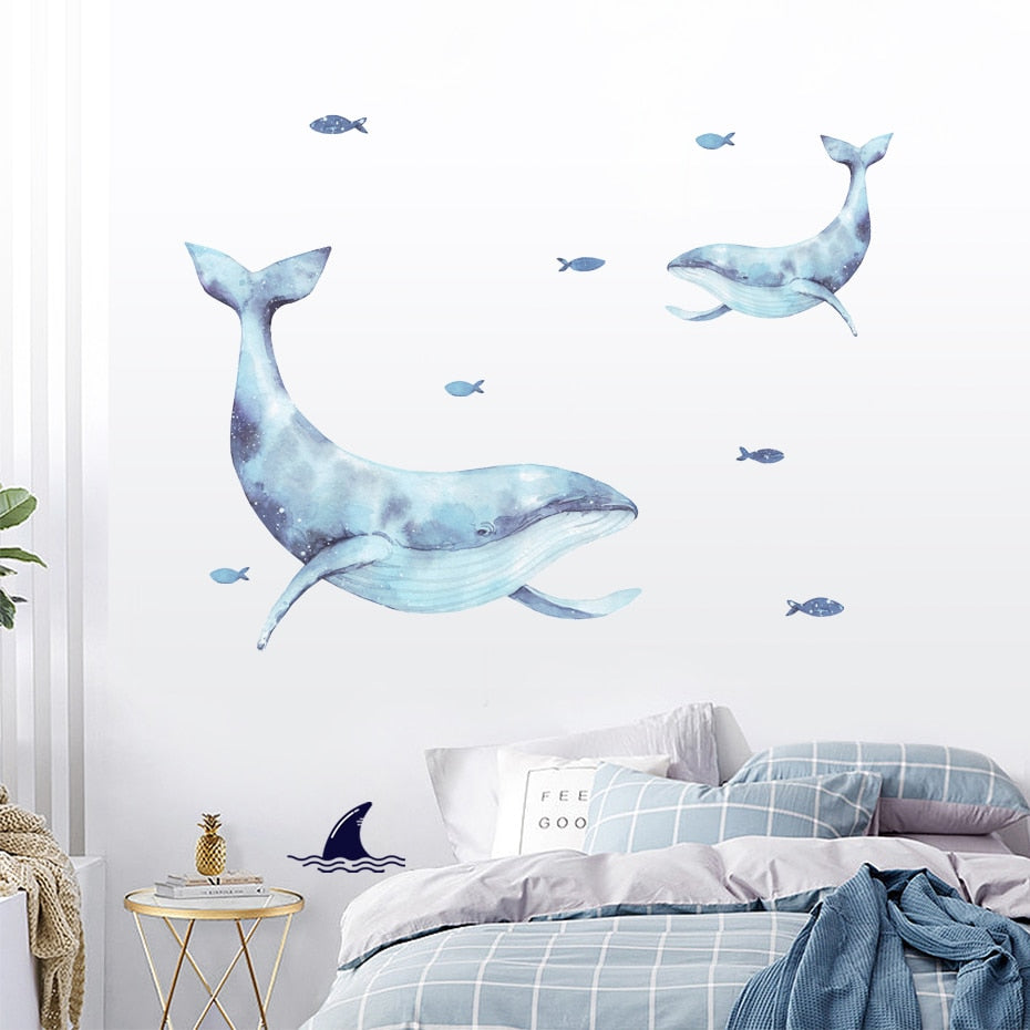 Nursery Wall Decal Underwater Blue Whale