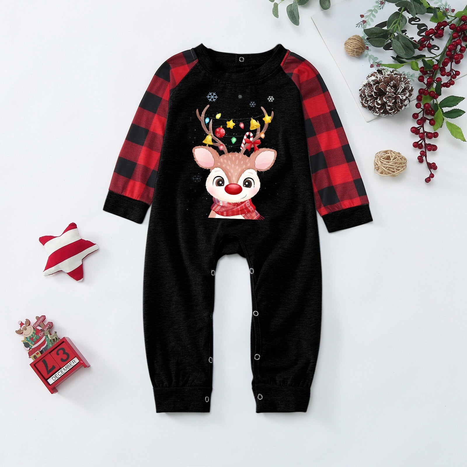 Matching Christmas Pajamas Family Set - Cute Reindeer
