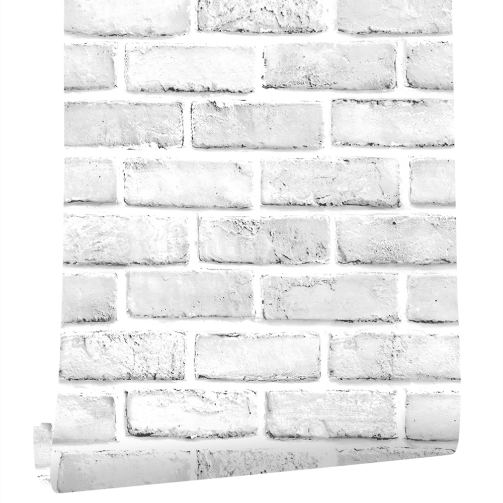 White/Grey Brick Wall Self-Adhesive Wallpaper