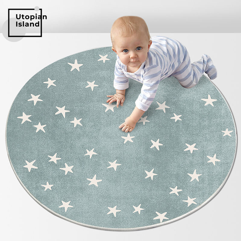 Area Round Rug Stars Pattern