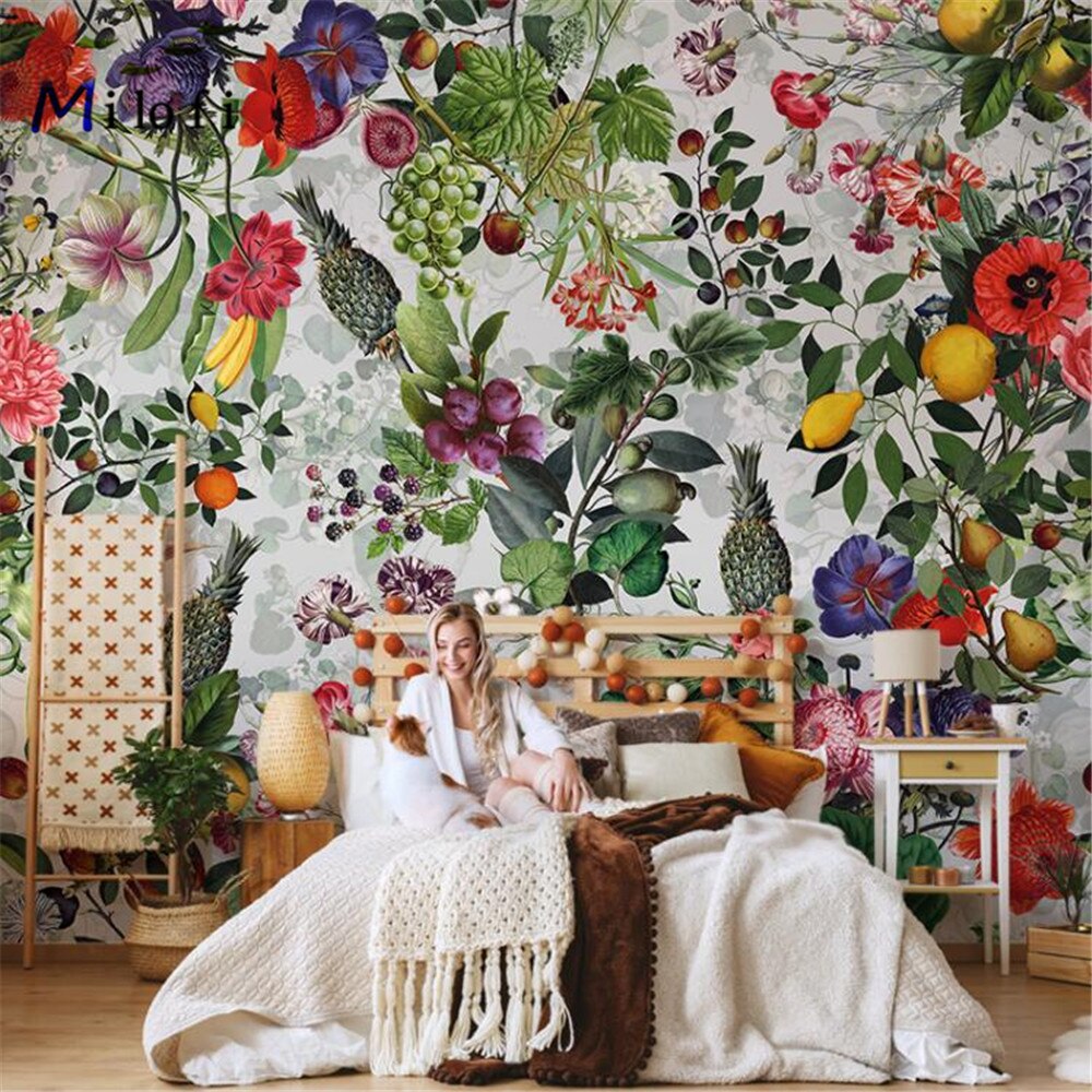 Hand-painted Flower Fruit Garden Wallpaper Mural