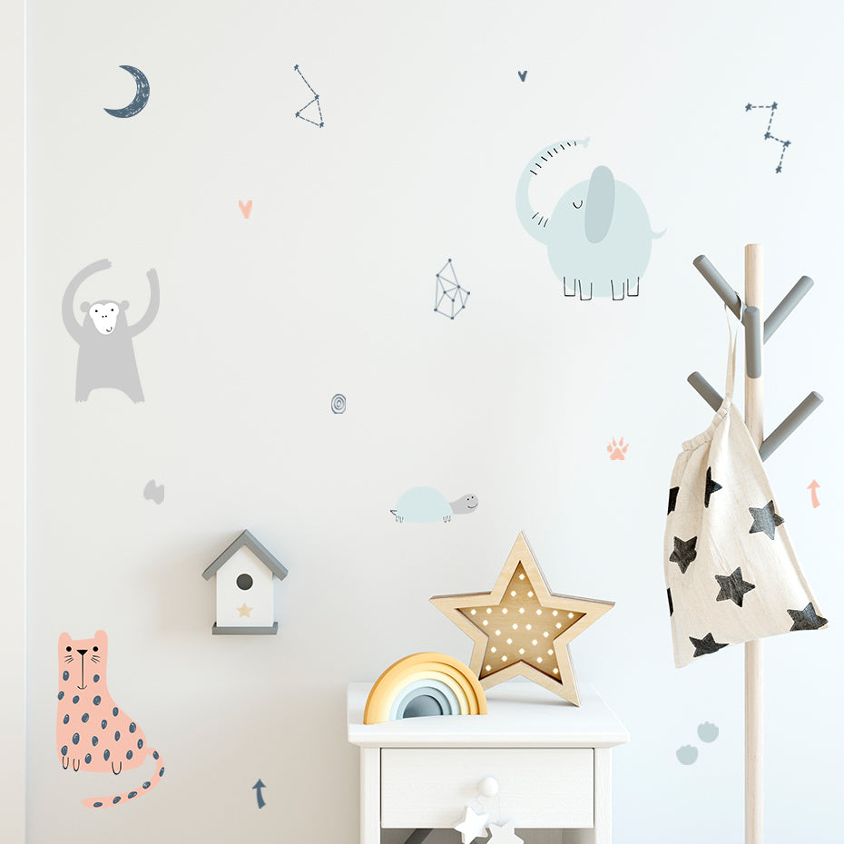 Cartoon Wall Decals Cute Animals Baby Room