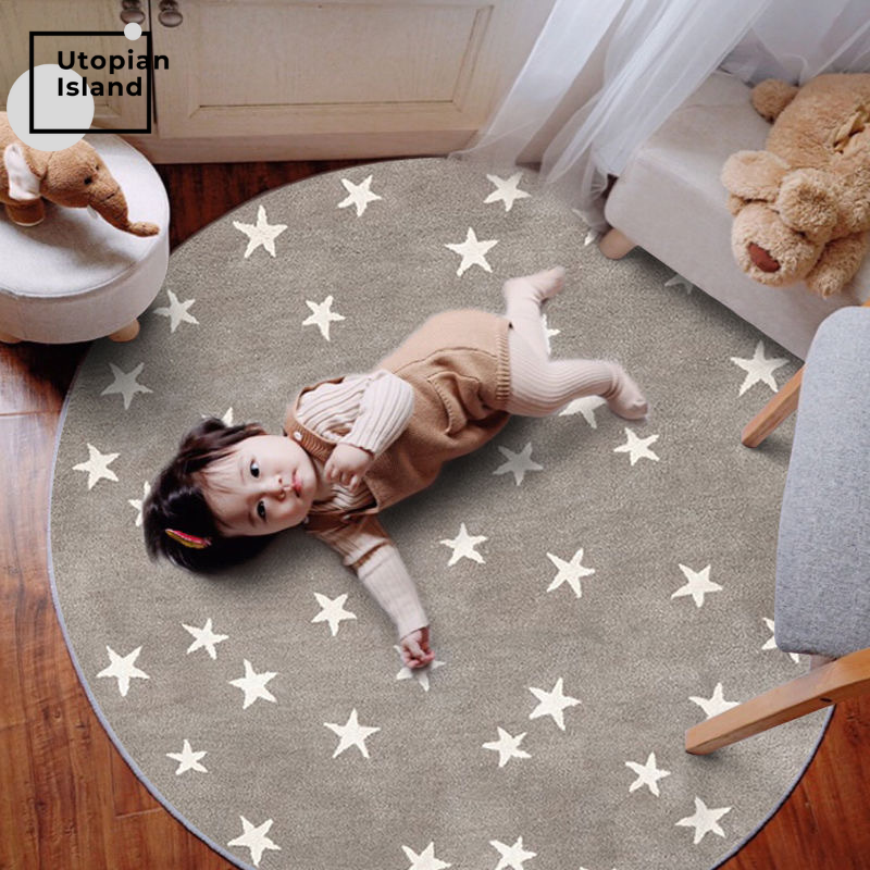 Area Round Rug Stars Pattern