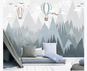 Balloon Above High Mountains Nursery Wallpaper Mural