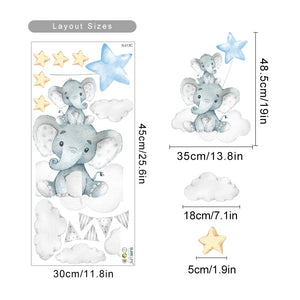 Cartoon Elephant Stars Wall Decals