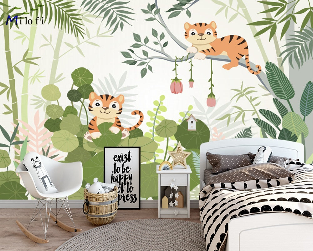 Little Tygers Cartoon Nursery Wallpaper Mural