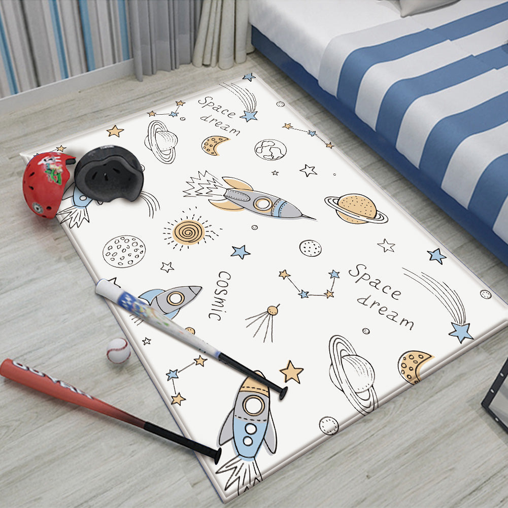 Nursery Cartoon Style Rectangle Area Rug