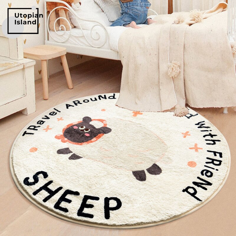 Area Round Rug Animal Friends