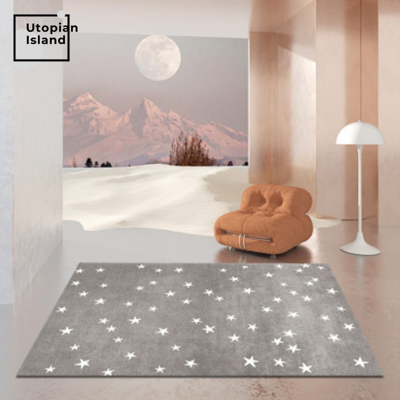 Area Rectangular Rug Stars Pattern