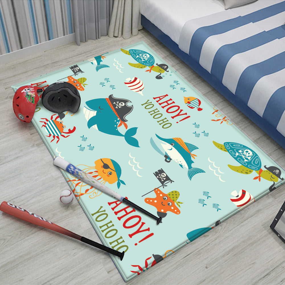 Nursery Cartoon Style Rectangle Area Rug