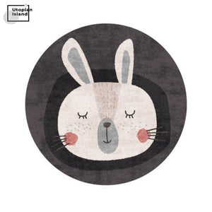 Area Round Rug Cute Animal Portraits