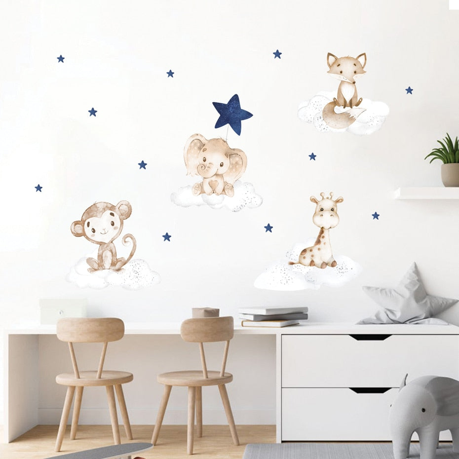 Moon Star Animals Wall Decals