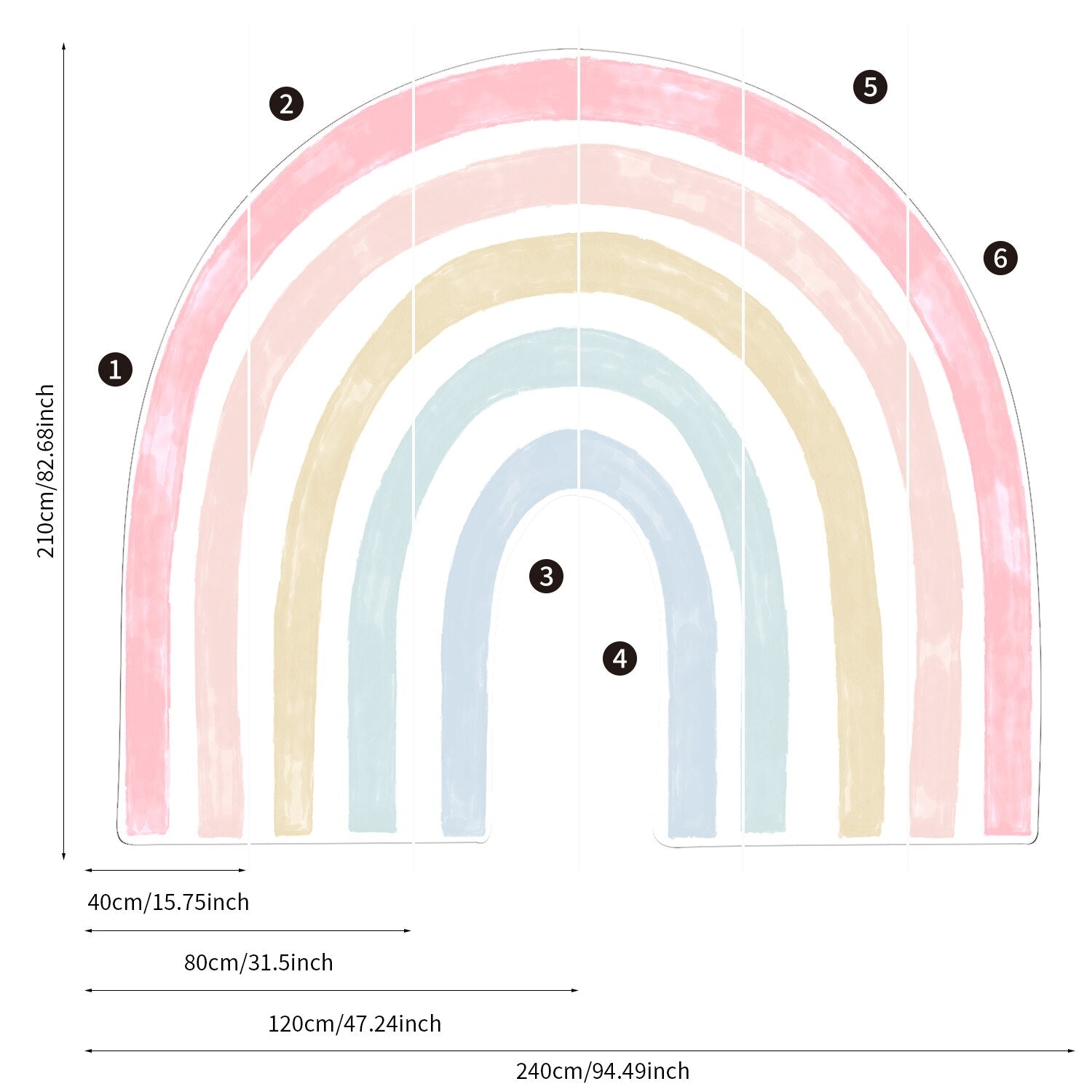 Large Light Rainbow Wall Decal