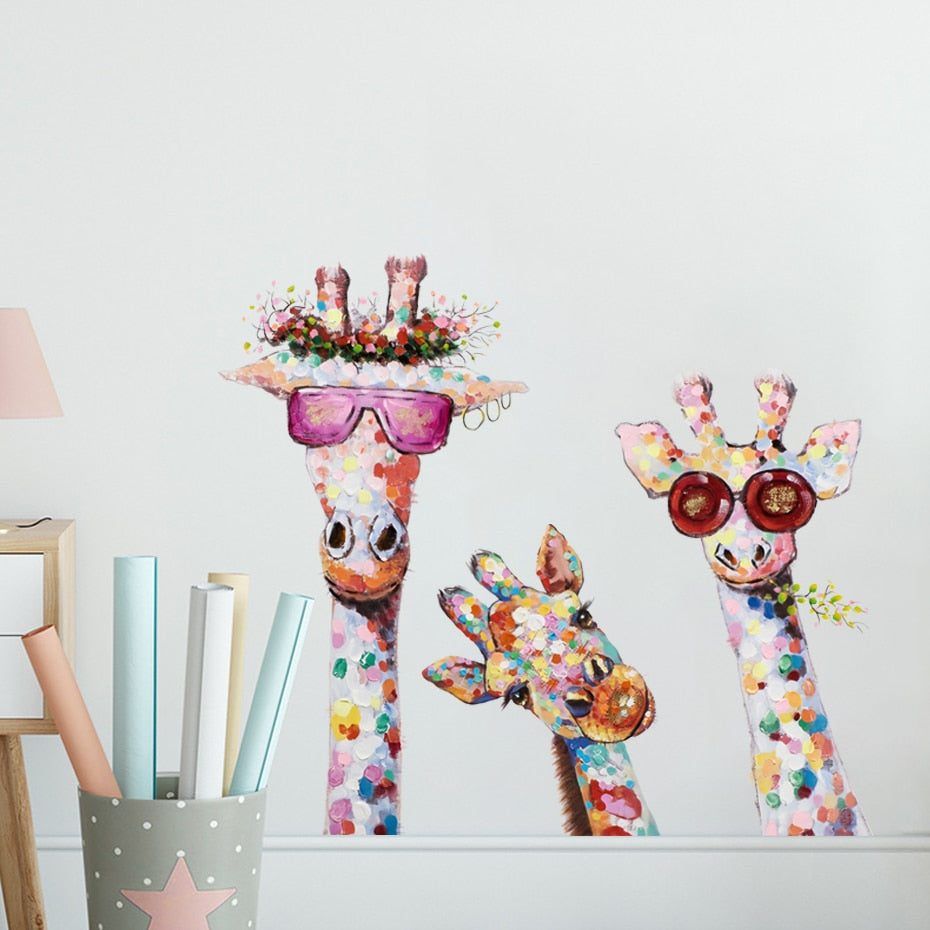 Cool Giraffe Family Wall Decals