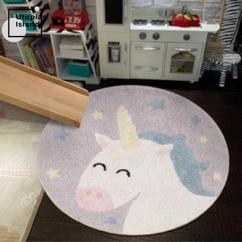 Area Round Rug Cute Unicorn