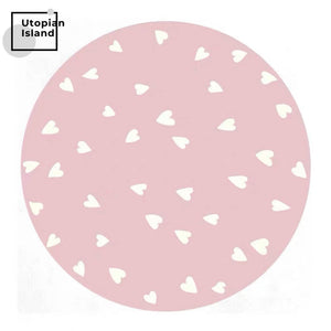 Area Round Rug Hearts Pattern