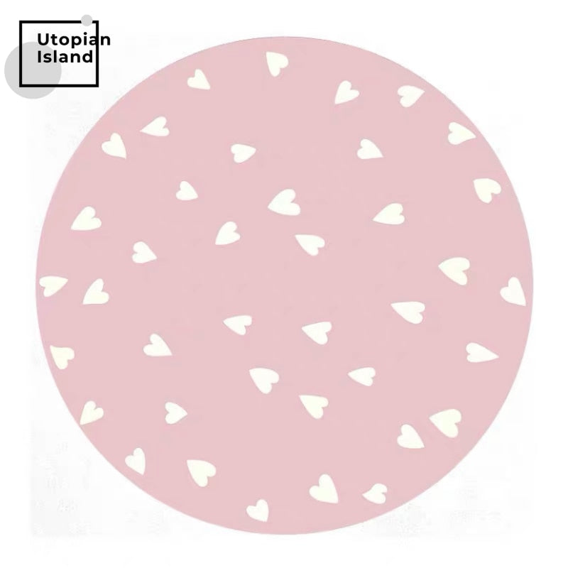 Area Round Rug Hearts Pattern