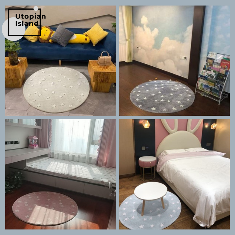 Area Round Rug Stars Pattern