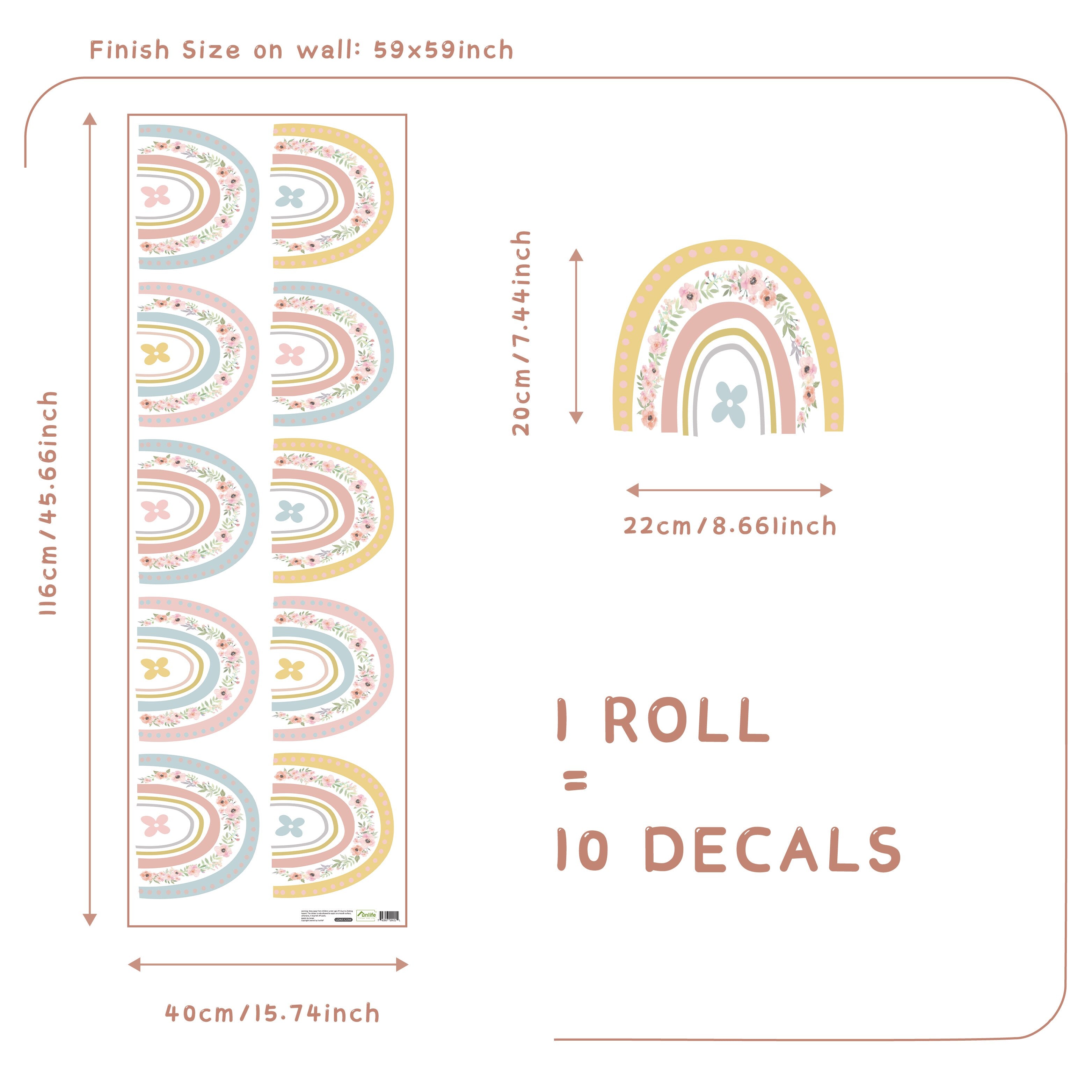 Small Colorful Rainbows Wall Decals