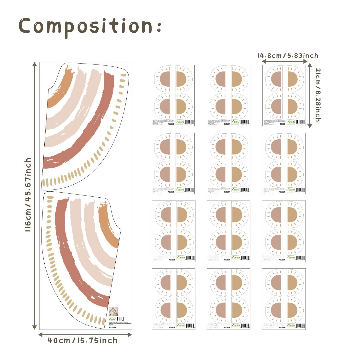 Boho Pattern Rainbows Wall Decals