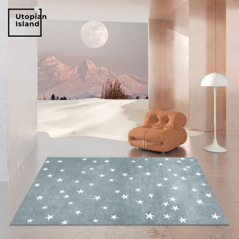 Area Rectangular Rug Stars Pattern