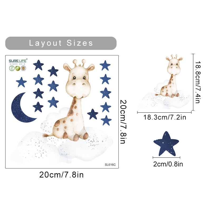 Moon Star Animals Wall Decals