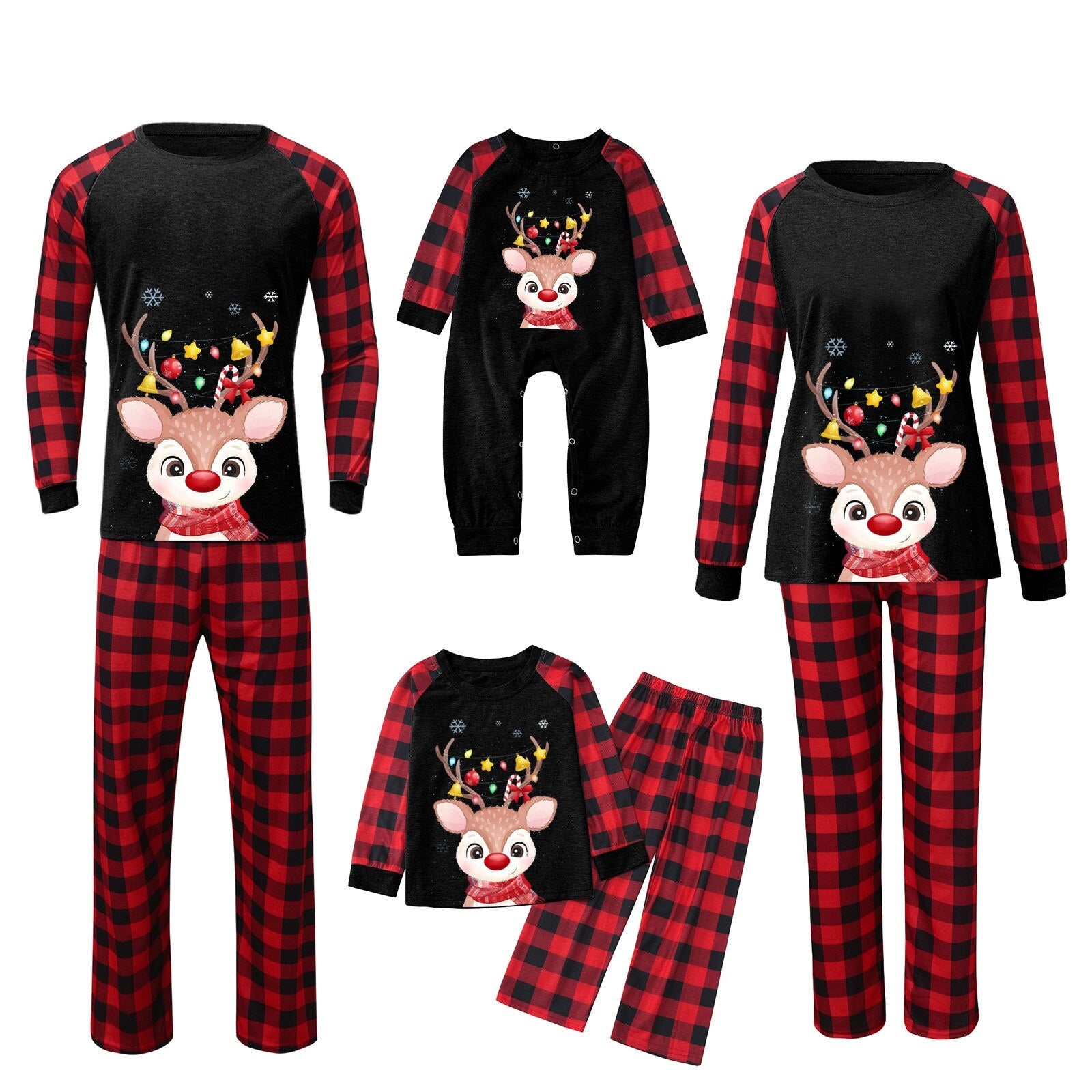 Matching Christmas Pajamas Family Set - Cute Reindeer
