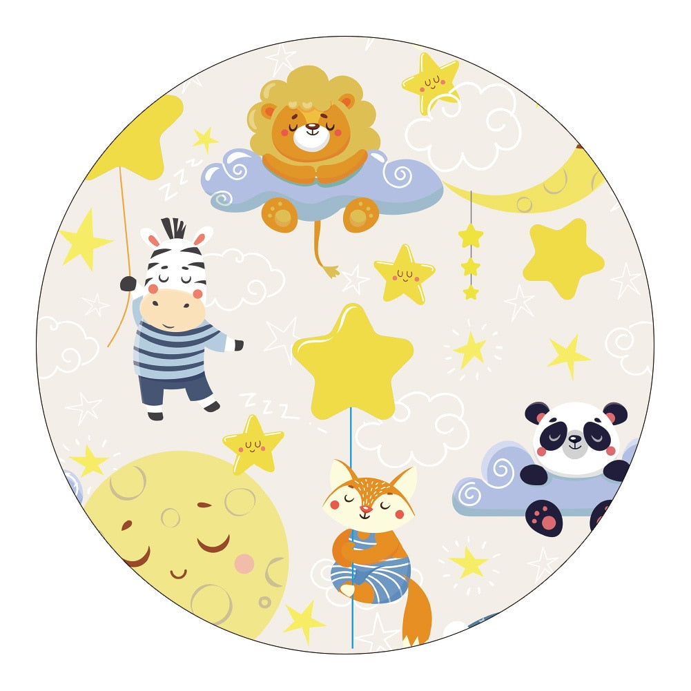 Nursery Cartoon Style Area Round Rug