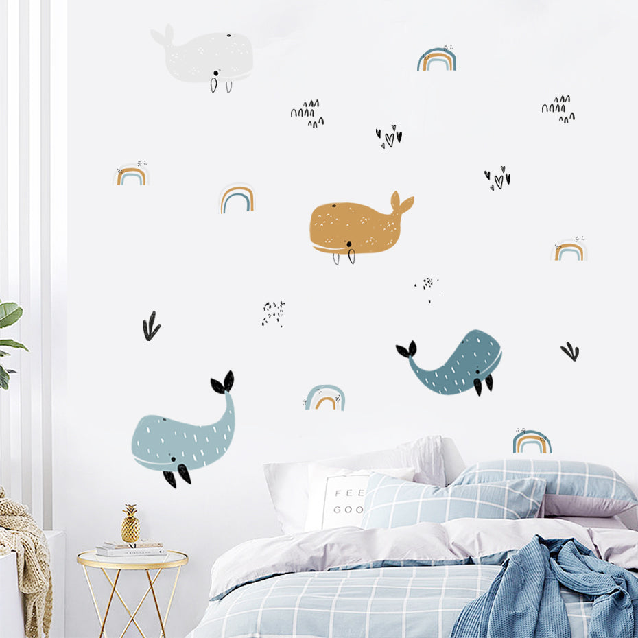 Cartoon Wall Decals Rainbow Dolphins