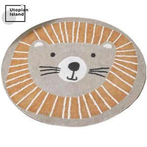 Area Round Rug Tiger Portraits
