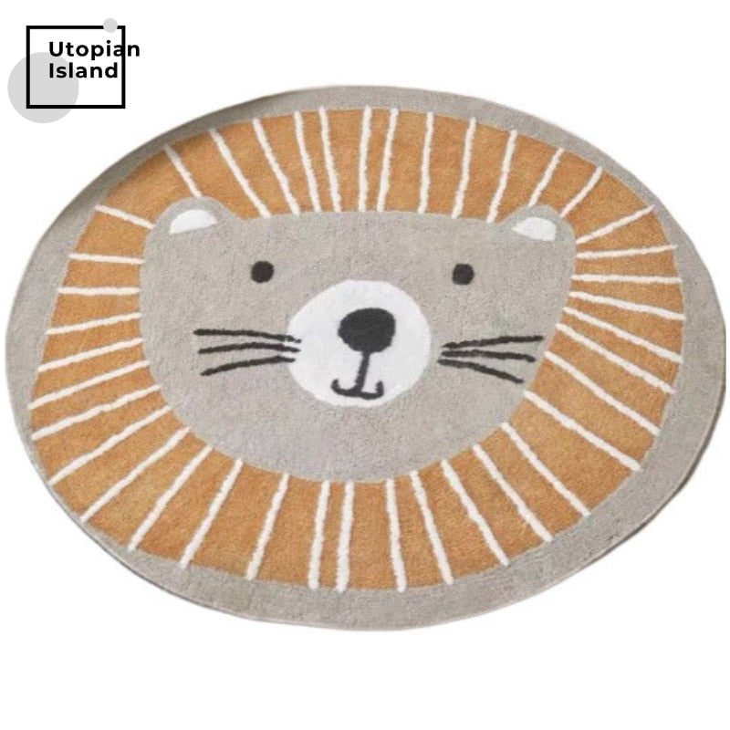 Area Round Rug Tiger Portraits