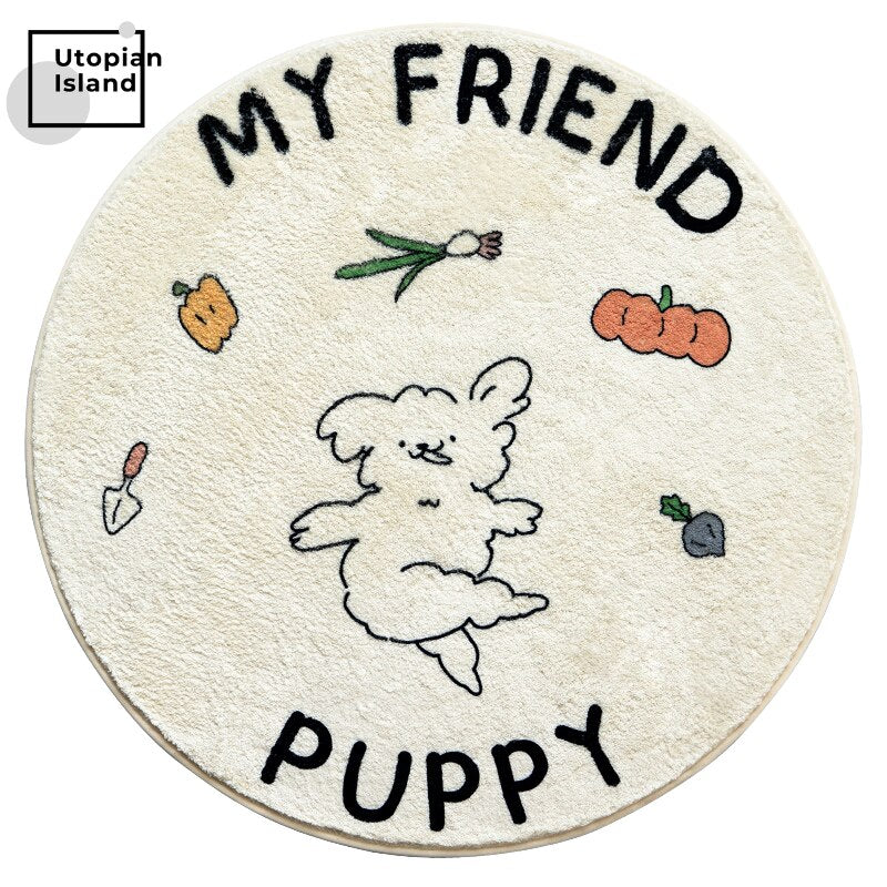 Area Round Rug Animal Friends