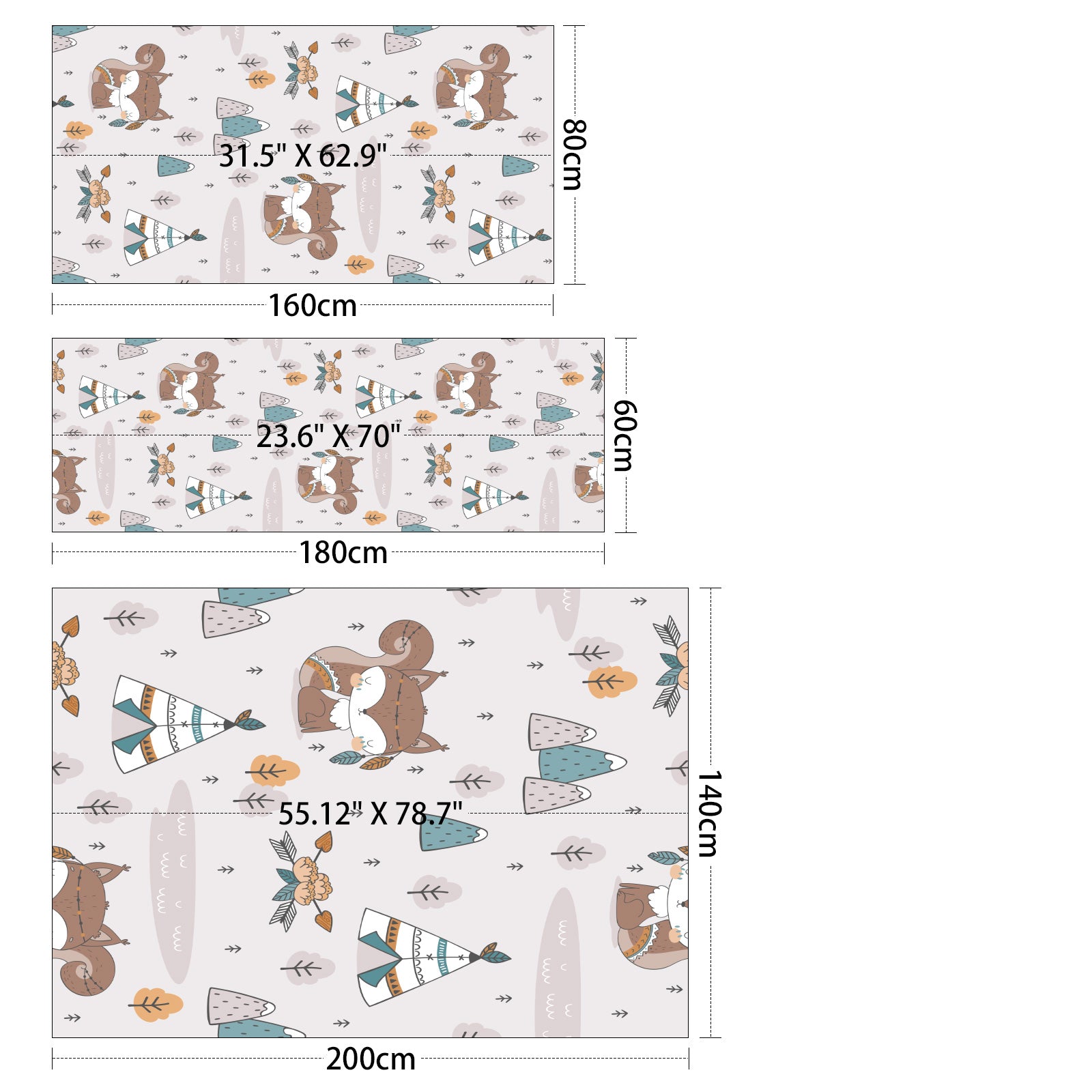 Nursery Cartoon Style Rectangle Area Rug