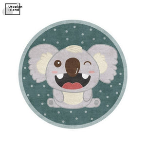 Round Rug Cute Animal Portraits