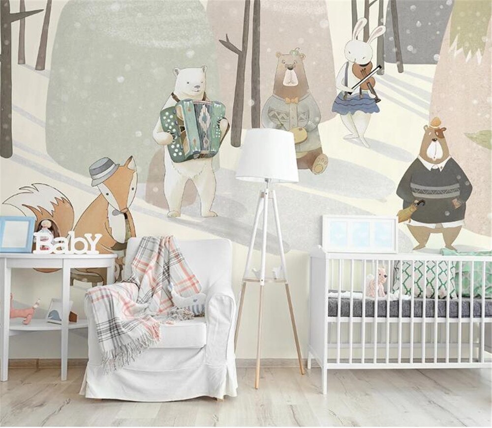 Winter Animal Music Band Wallpaper Mural