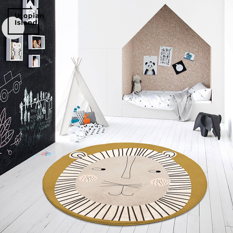 Area Round Rug Tiger Portraits