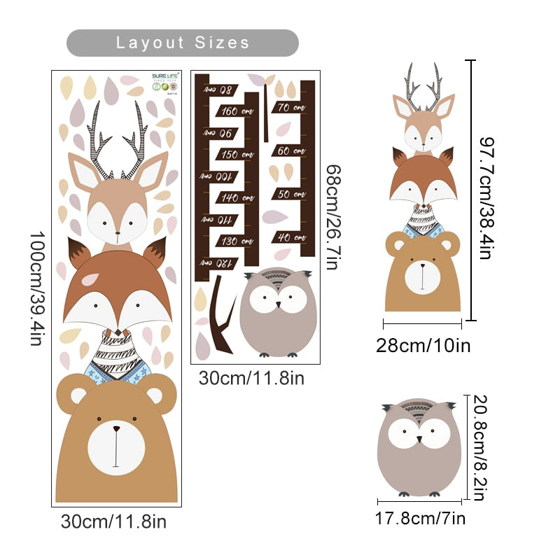 Cartoon Wall Decals Forest Animals