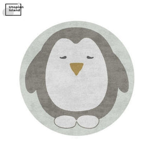 Round Rug Cute Animal Portraits