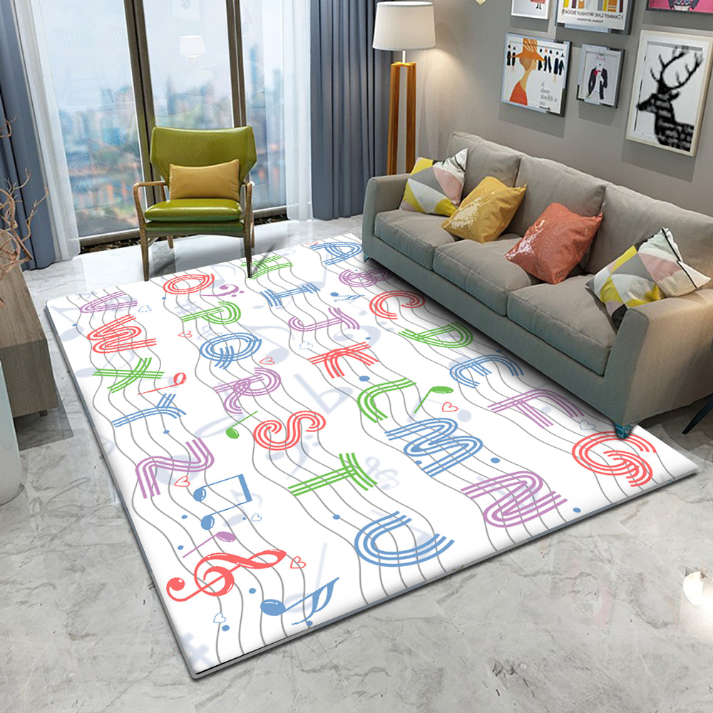 Cartoon Style Alphabet Rectangle Area Rug