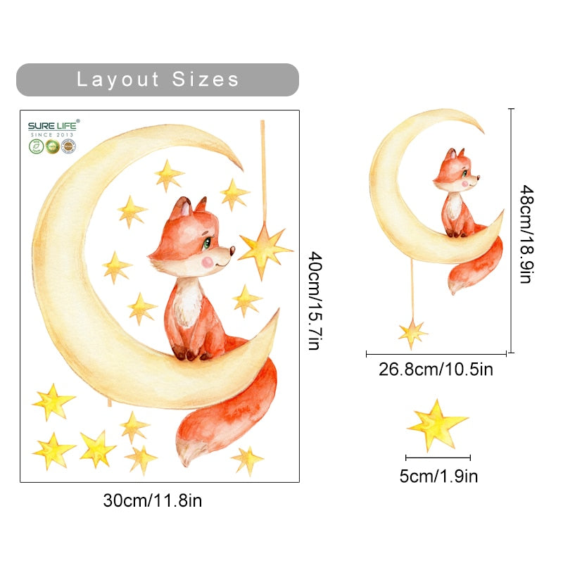 Cartoon Cute Fox Wall Decals