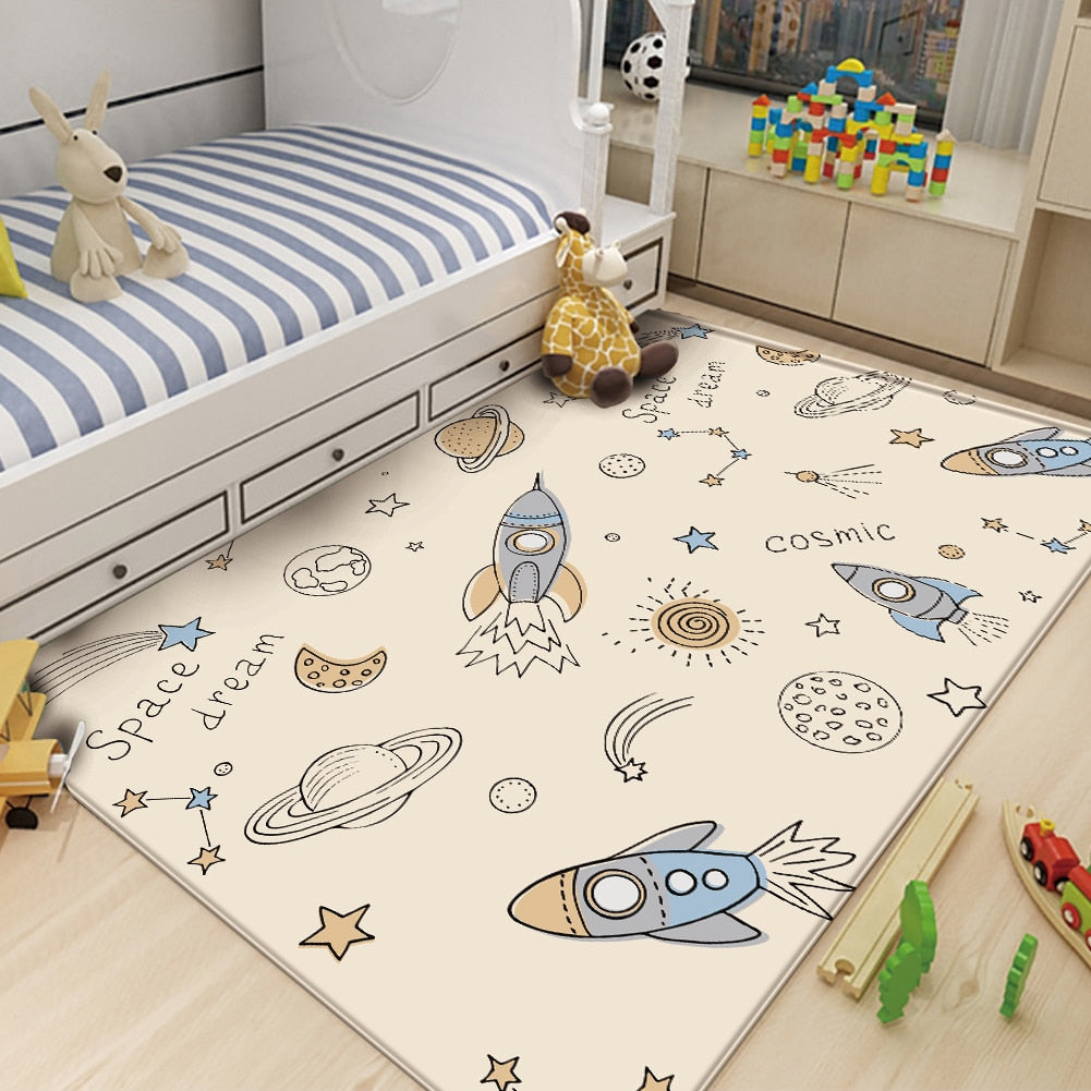 Nursery Cartoon Style Rectangle Area Rug