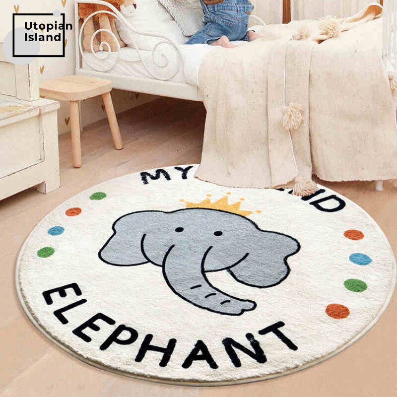 Area Round Rug Animal Friends