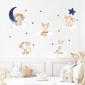 Moon Star Animals Wall Decals