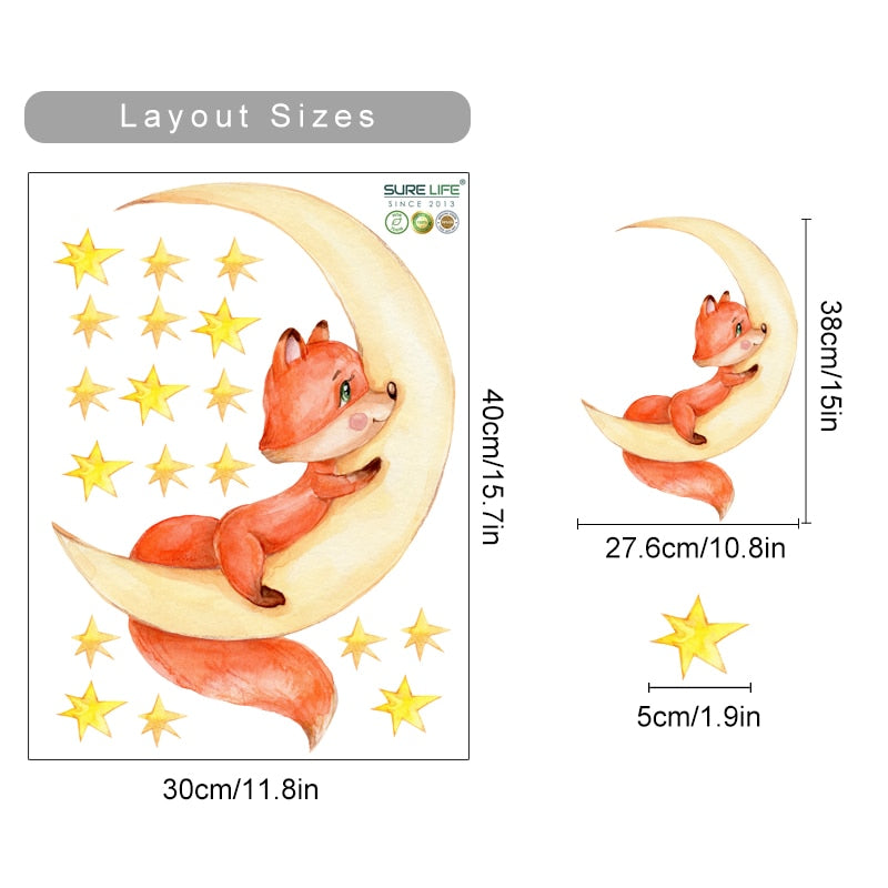 Cartoon Cute Fox Wall Decals