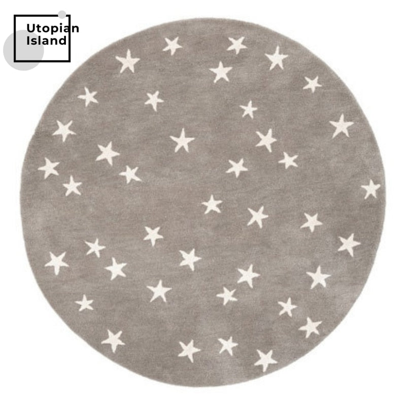 Area Round Rug Stars Pattern