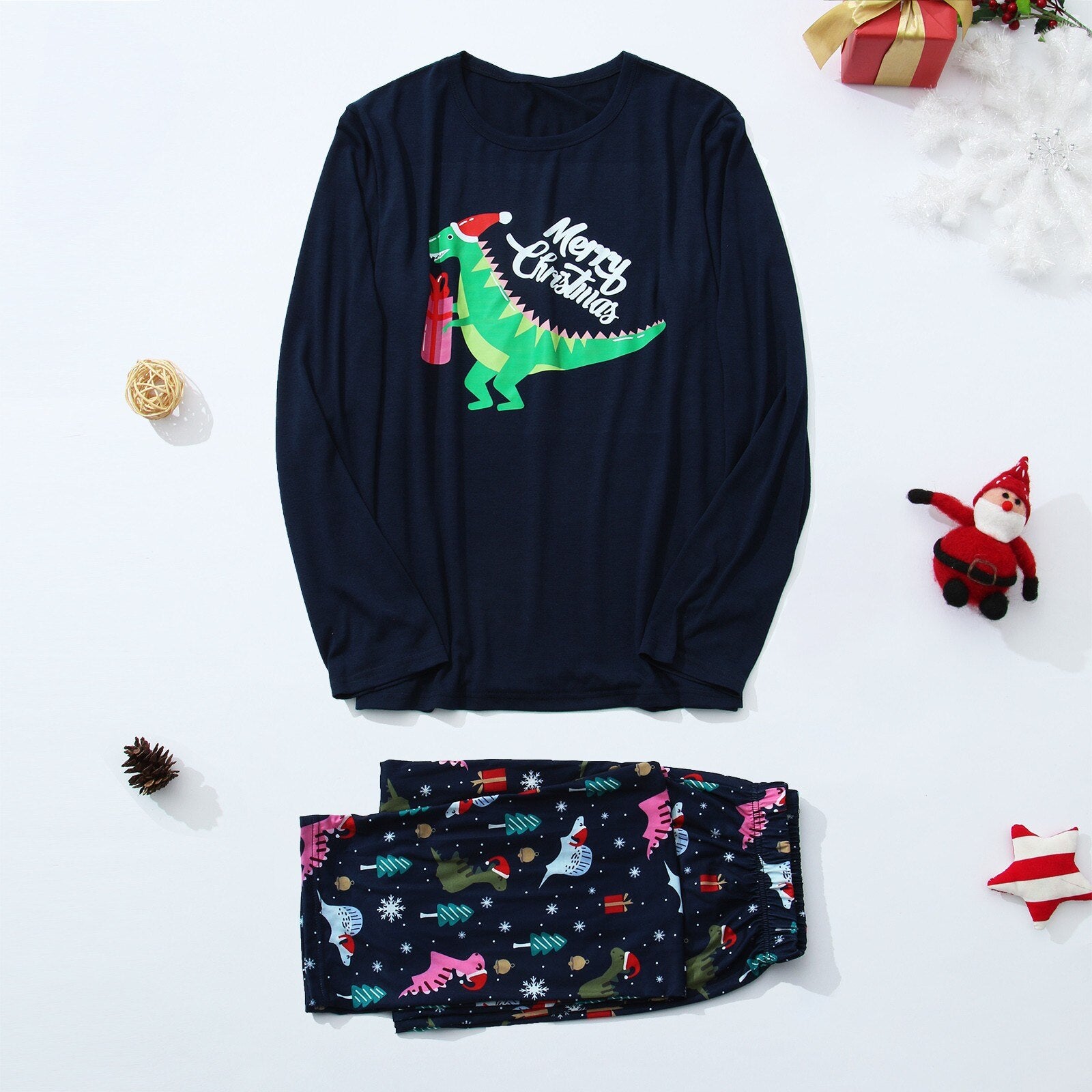 Matching Christmas Pajamas Family Set - T-Rex