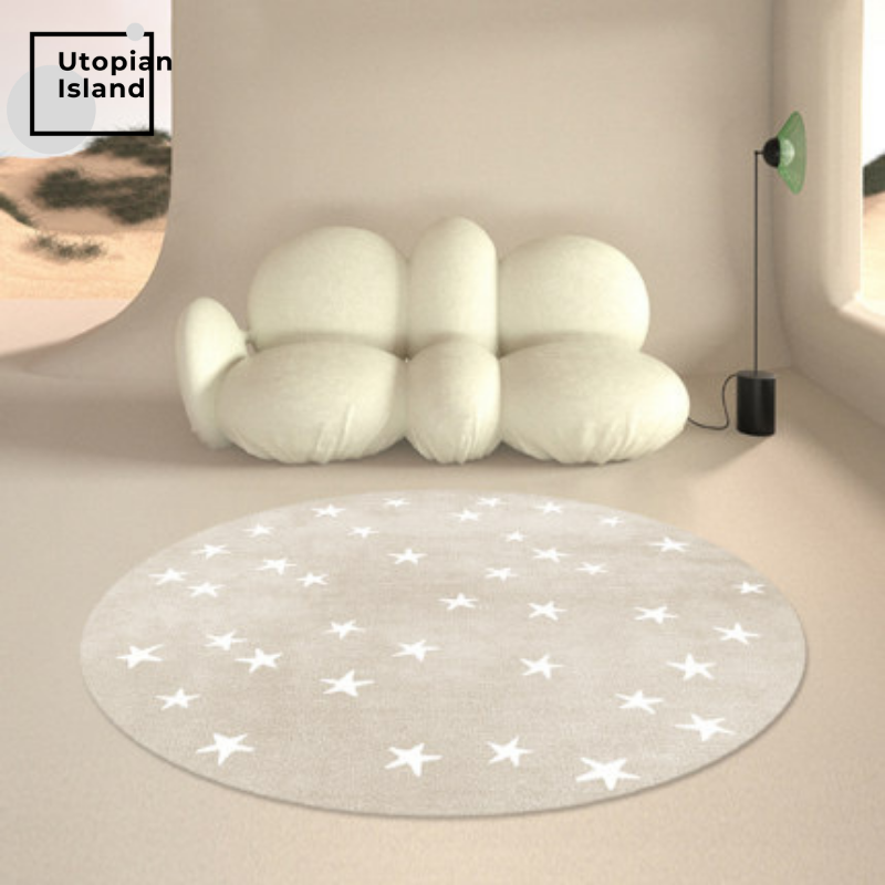 Area Round Rug Stars Pattern