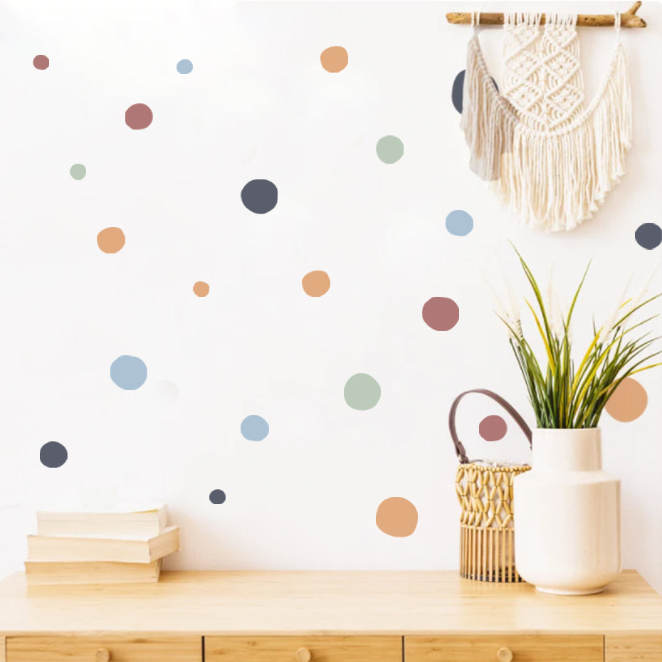 Cartoon Wall Decals Colorful Polka Dots