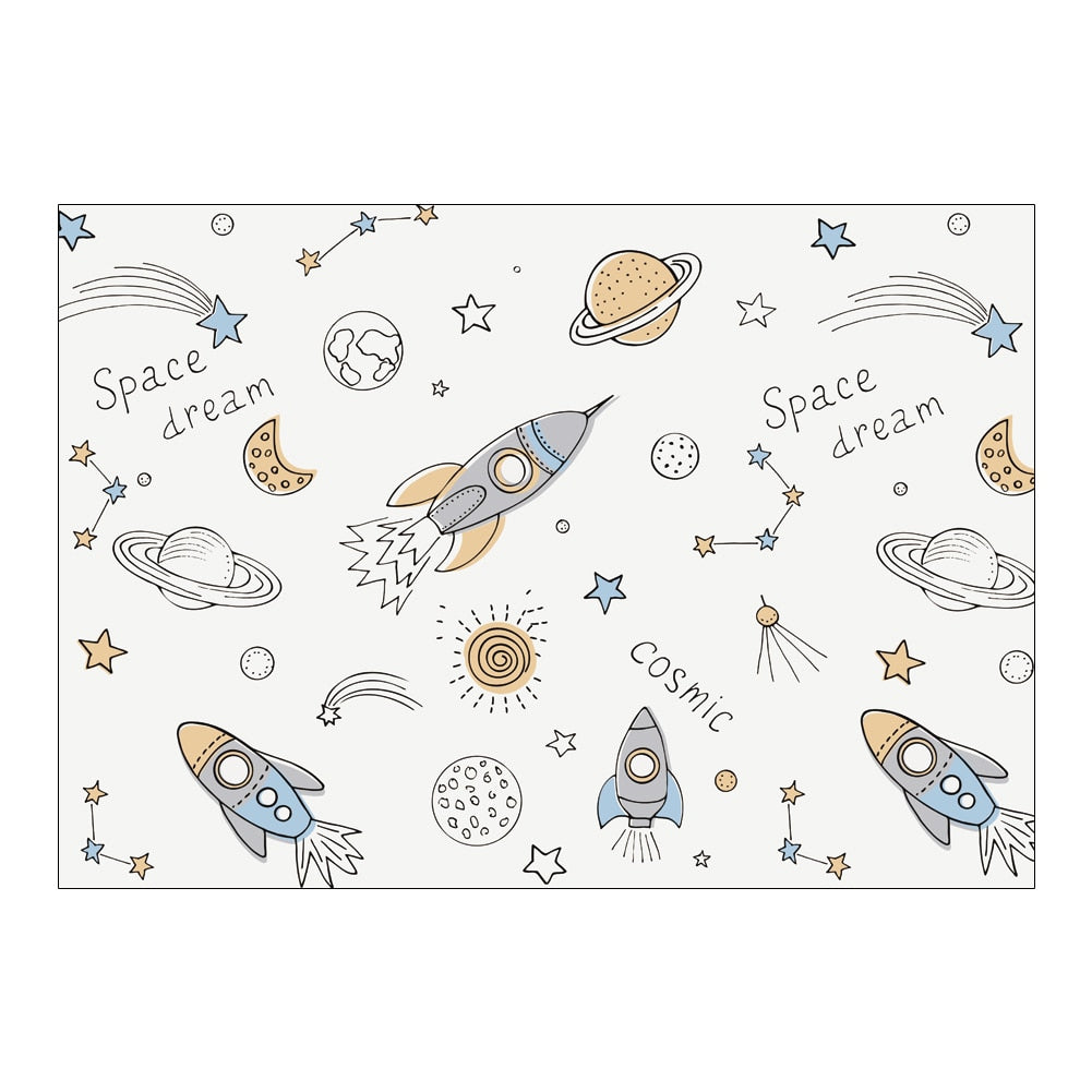Nursery Cartoon Style Rectangle Area Rug